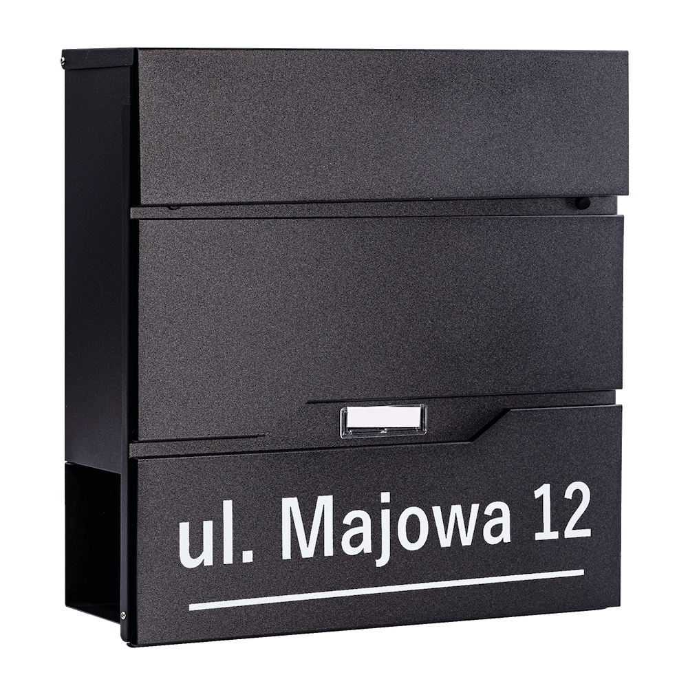 MARK0071 - Duża czarna skrzynka na listy z numerem domu - 1