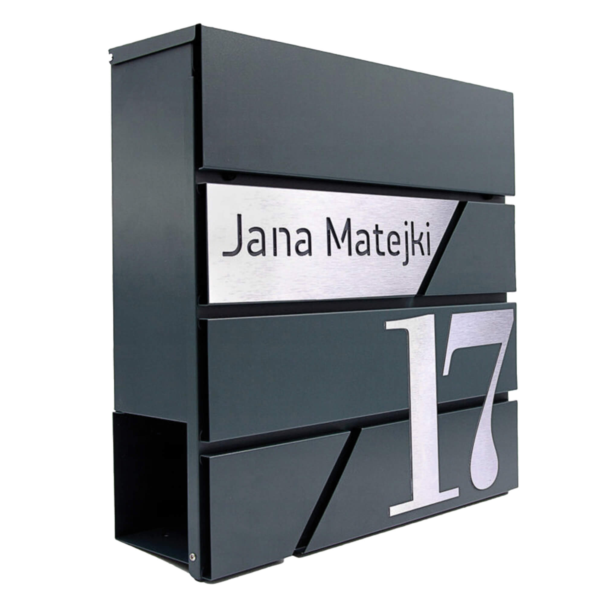 MARK0082 - Pojemna antracytowa skzynka na listy z adresem domu - 1
