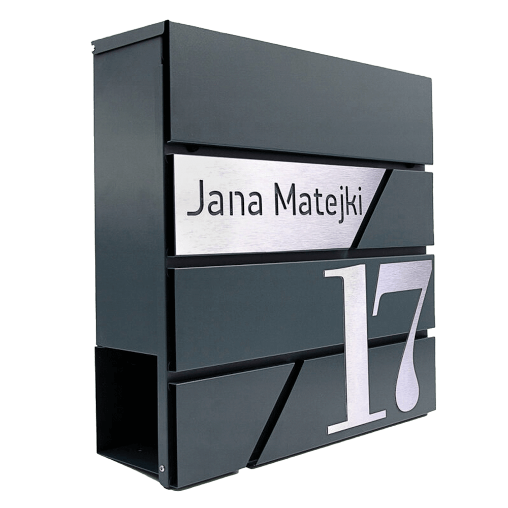 MARK0082 - Pojemna antracytowa skzynka na listy z adresem domu - 1