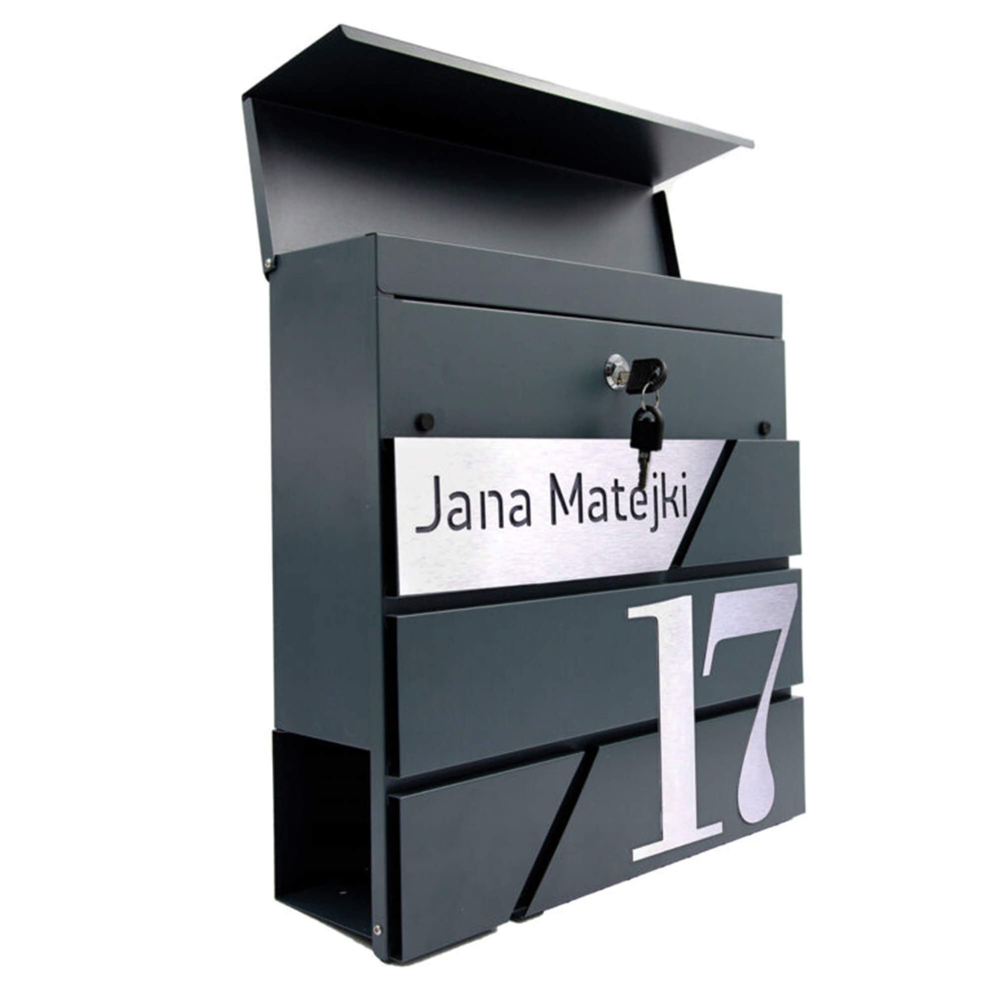 MARK0082 - Pojemna antracytowa skzynka na listy z adresem domu - 3