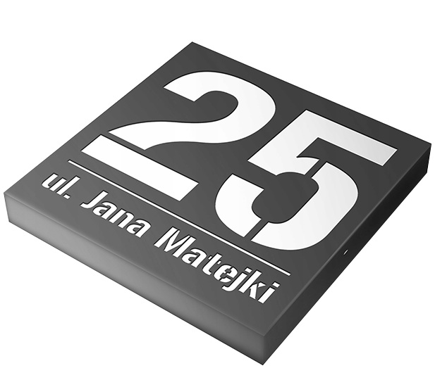 Tabliczka adresowa podświetlana LED 30×30 cm (czarna) - 1