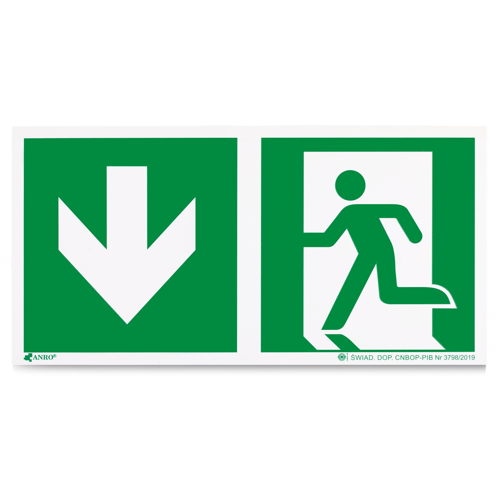 kierunek-ewakuacj-w dół-lewo-tabliczka-1