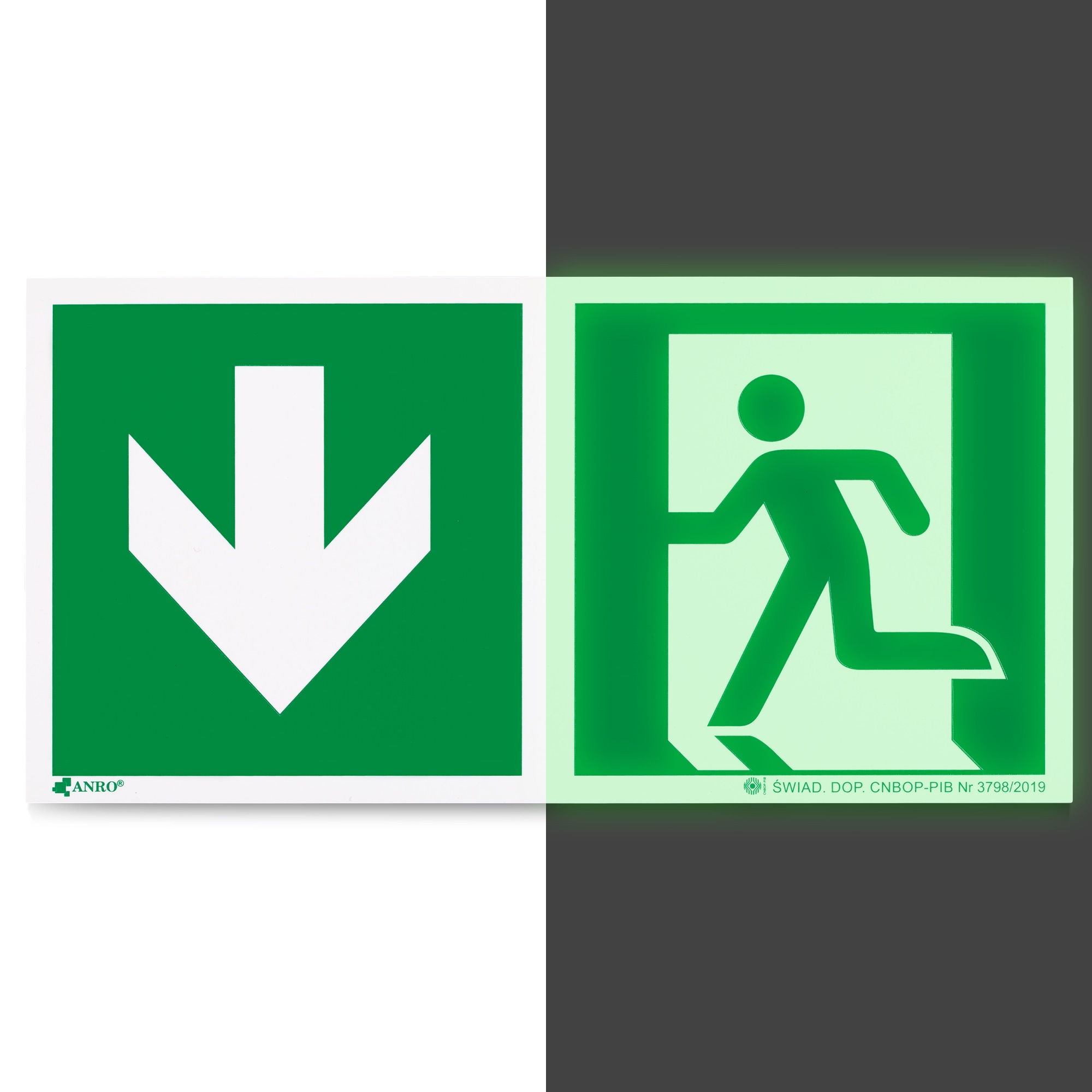 kierunek-ewakuacj-w dół-lewo-tabliczka-2